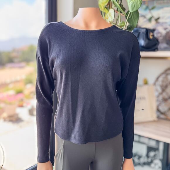 Athleta, Presence Twist Ribbed Black Sweatshirt  Top, Women’s Size X-Small - Picture 2 of 7